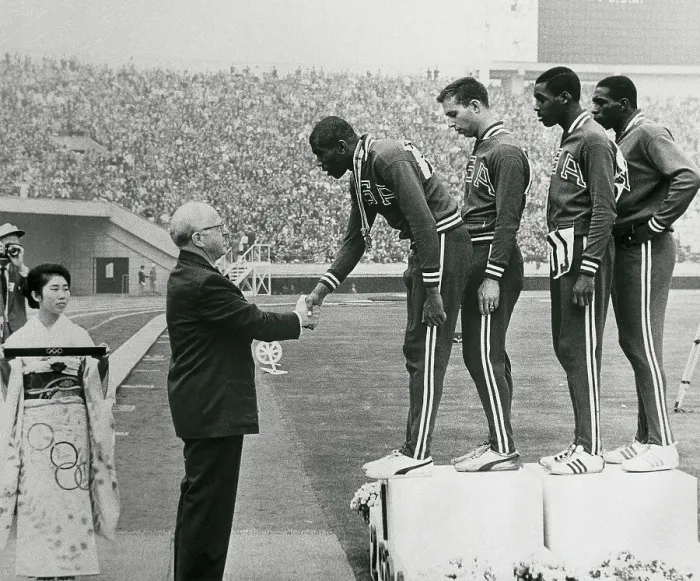 Framed Print : Avery Brundage Congratulating US Olympic Relay Team Framed Print : Avery Brundage Congratulating US Olympic Relay Team