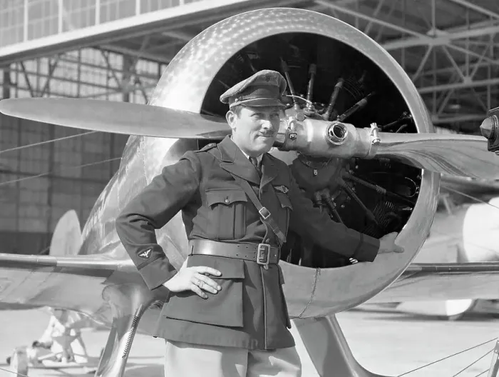 Framed Print : Aviator Roscoe Turner Posing Beside Airplane Framed Print : Aviator Roscoe Turner Posing Beside Airplane