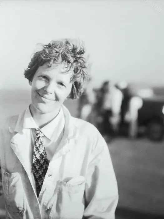 Framed Print : Aviatrix Amelia Earhart Smiling at Airfield