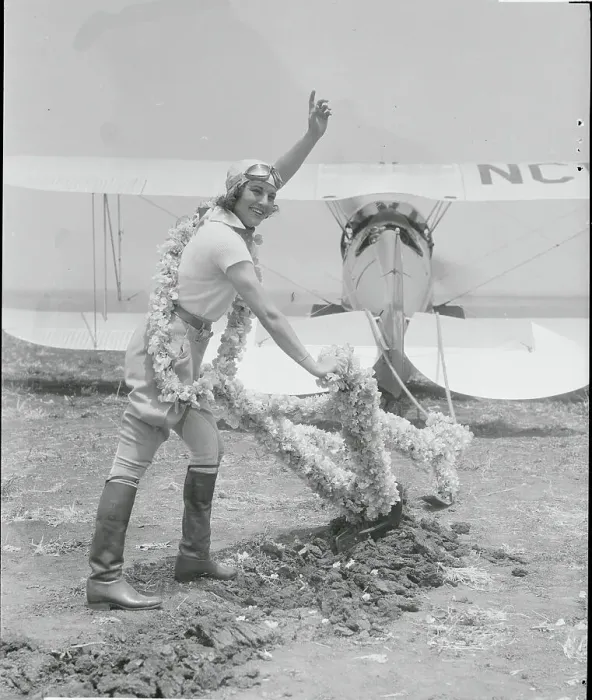 Framed Print : Aviatrix Ruth Elder Gillespie Posing at Flight Ceremony Framed Print : Aviatrix Ruth Elder Gillespie Posing at Flight Ceremony