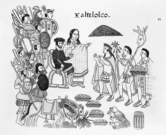 Framed Print : Aztec Emmissaries Making Treaty W / Cortez Framed Print : Aztec Emmissaries Making Treaty W / Cortez