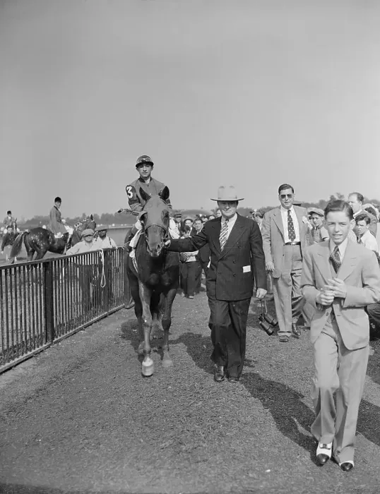 Framed Print : B A Jones Leading Eddie Arcaro on Whirlaway Framed Print : B A Jones Leading Eddie Arcaro on Whirlaway
