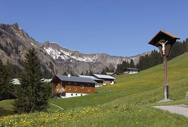 Baad with Mt. Hochstarzel, Kleinwalsertal valley, Vorarlberg, Austria, Europe