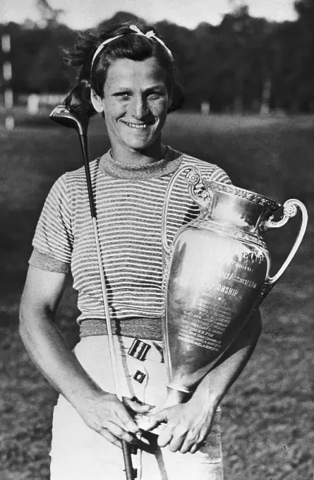 Framed Print : Babe Didrikson Holding Trophy and Golf Club Framed Print : Babe Didrikson Holding Trophy and Golf Club