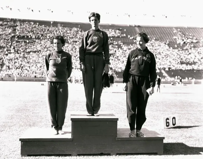 Framed Print : Babe Didrikson on Olympic Pedestal Framed Print : Babe Didrikson on Olympic Pedestal