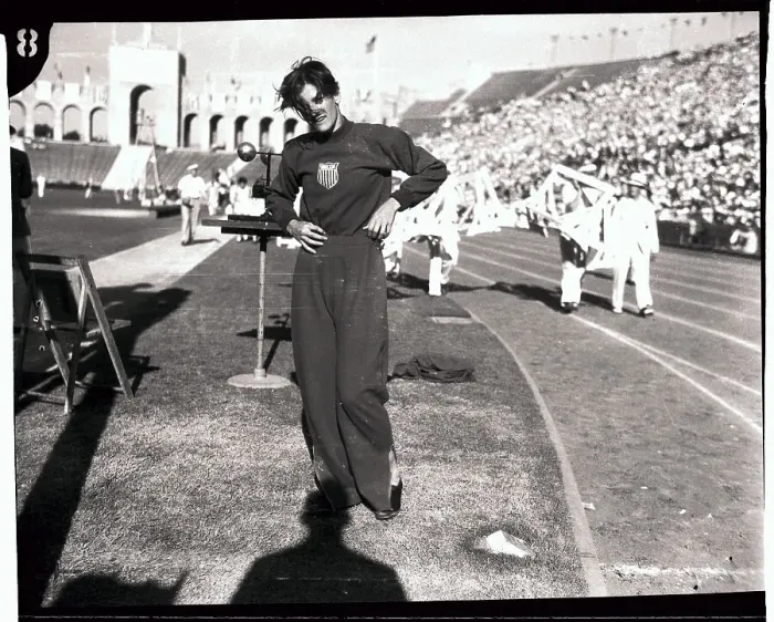 Framed Print : Babe Didrikson Standing Beside Olympic Track Framed Print : Babe Didrikson Standing Beside Olympic Track