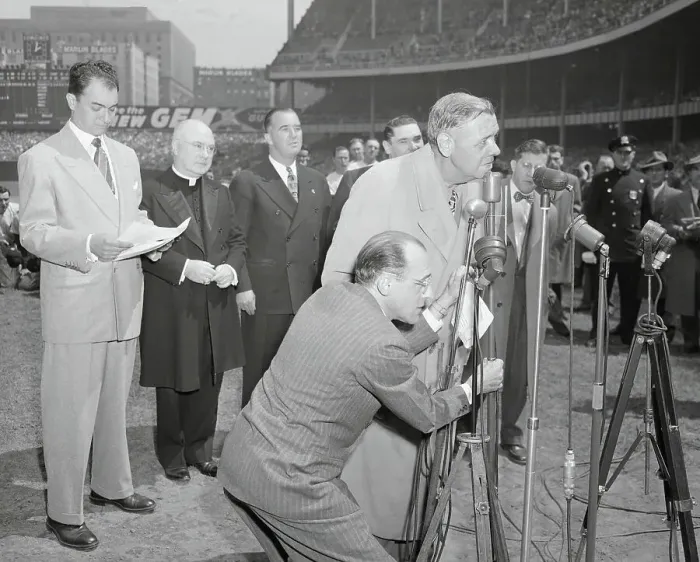 Framed Print : Babe Ruth Addressing Crowd Framed Print : Babe Ruth Addressing Crowd