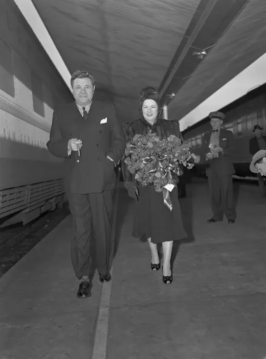 Framed Print : Babe Ruth Arriving with Wife Framed Print : Babe Ruth Arriving with Wife