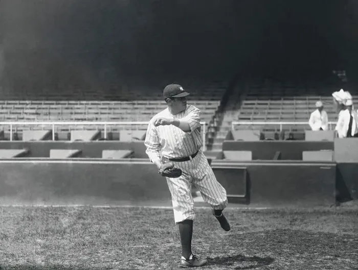 Framed Print : Babe Ruth in Baseball Action