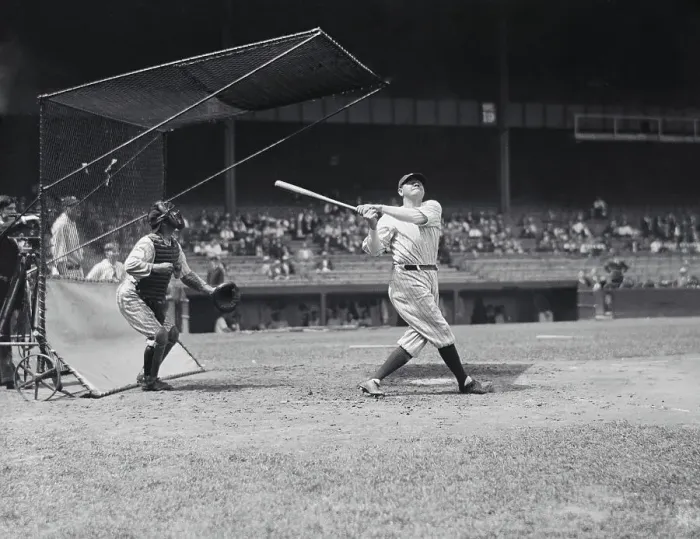 Framed Print : Babe Ruth in Baseball Batting Action Framed Print : Babe Ruth in Baseball Batting Action