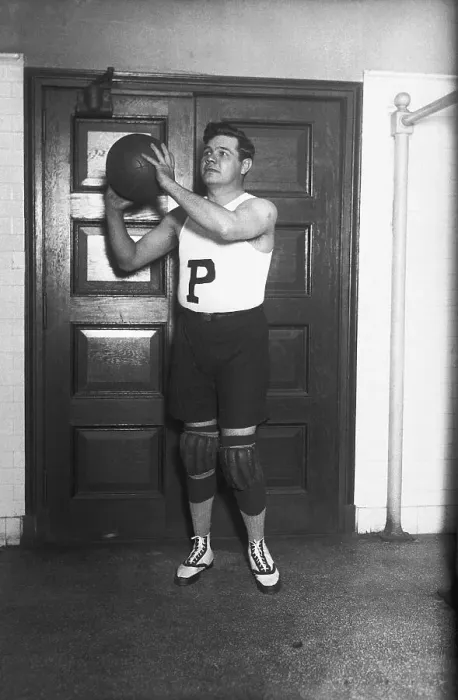 Framed Print : Babe Ruth with Basketball Framed Print : Babe Ruth with Basketball
