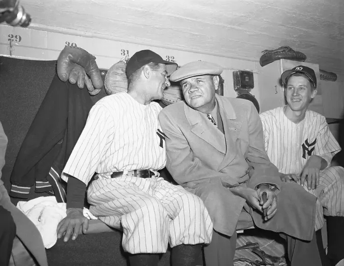 Framed Print : Babe Ruth with Bucky Harris in Dugout Framed Print : Babe Ruth with Bucky Harris in Dugout