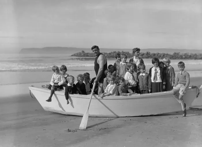 Framed Print : Babe Ruth and Children on Boat Ride Framed Print : Babe Ruth and Children on Boat Ride