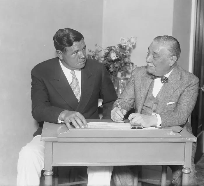 Framed Print : Babe Ruth at Contract-Signing