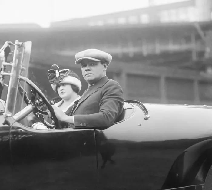 Framed Print : Babe Ruth Driving with His Wife Framed Print : Babe Ruth Driving with His Wife