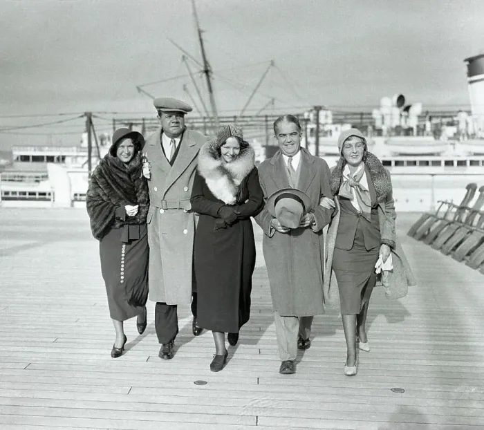 Framed Print : Babe Ruth with Family and Friends Posing in Ship Framed Print : Babe Ruth with Family and Friends Posing in Ship
