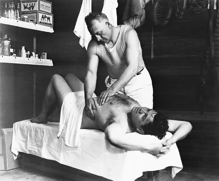 Framed Print : Babe Ruth Getting Massage Framed Print : Babe Ruth Getting Massage
