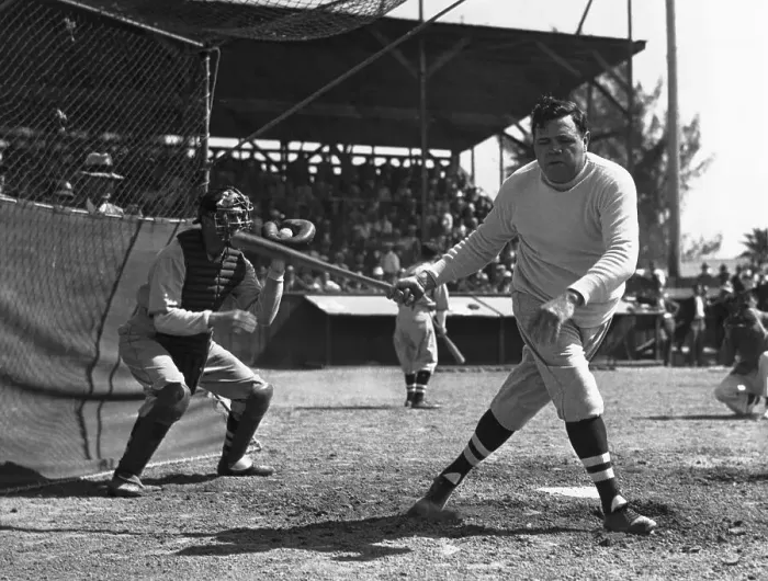 Framed Print : Babe Ruth Getting Strike At Training