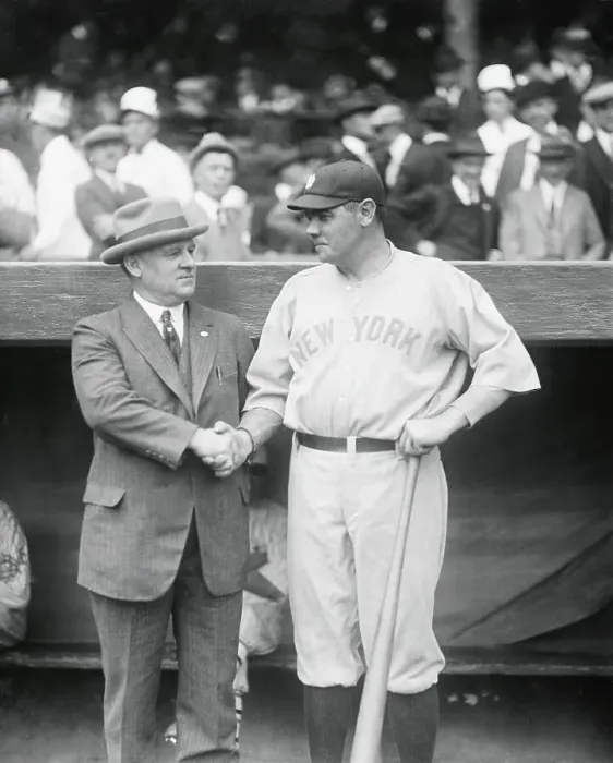 Framed Print : Babe Ruth Being Greeted by John McGraw