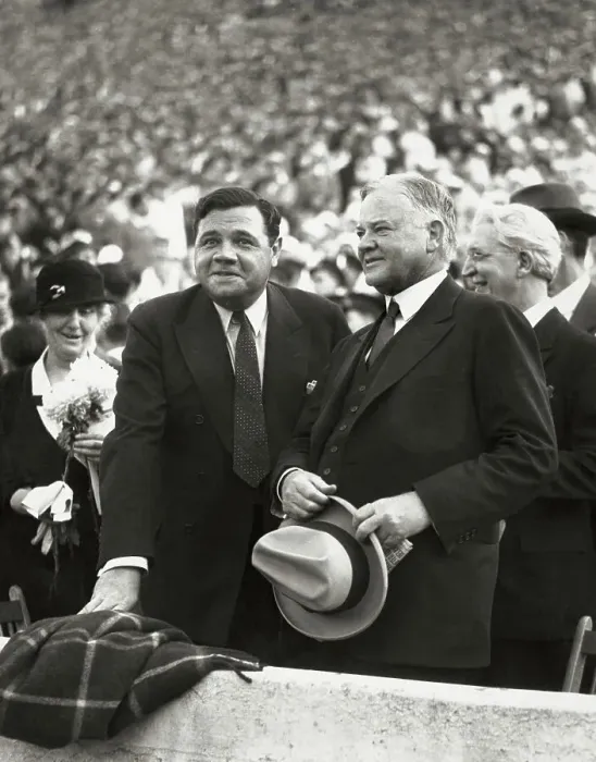Framed Print : Babe Ruth with Herbert Hoover