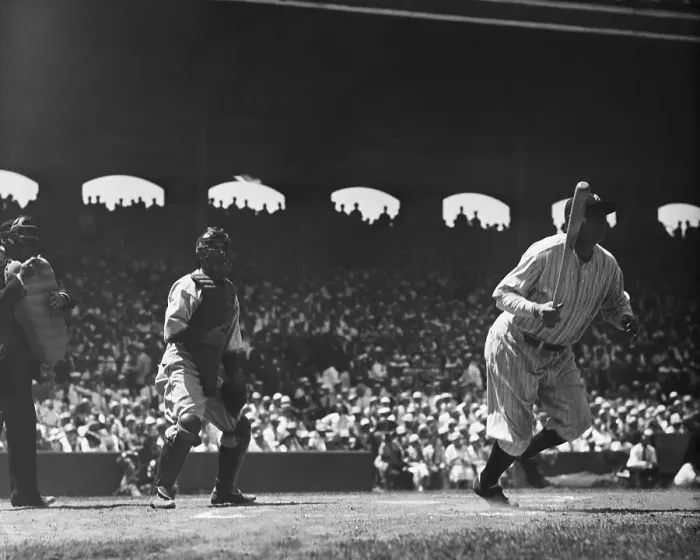 Framed Print : Babe Ruth Hitting A Homer Framed Print : Babe Ruth Hitting A Homer