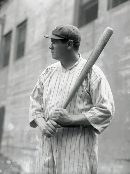 Framed Print : Babe Ruth Holding Baseball Bat on His shoulder Framed Print : Babe Ruth Holding Baseball Bat on His shoulder