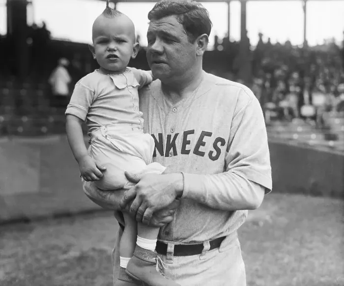 Framed Print : Babe Ruth Holding Infant Actor Framed Print : Babe Ruth Holding Infant Actor