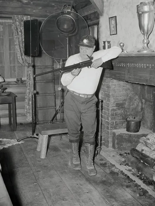 Framed Print : Babe Ruth Holding a Rifle on Set Framed Print : Babe Ruth Holding a Rifle on Set