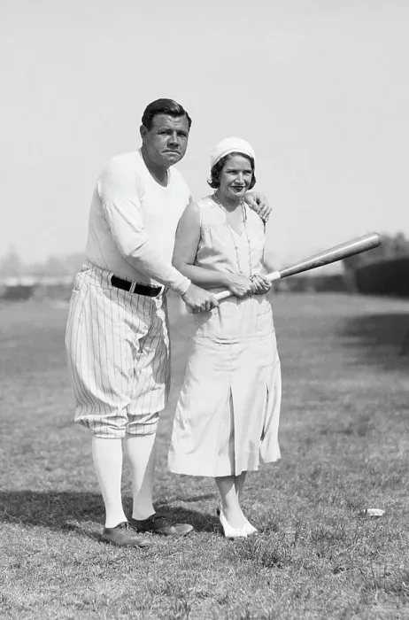 Framed Print : Babe Ruth Instructing Wife in Batting