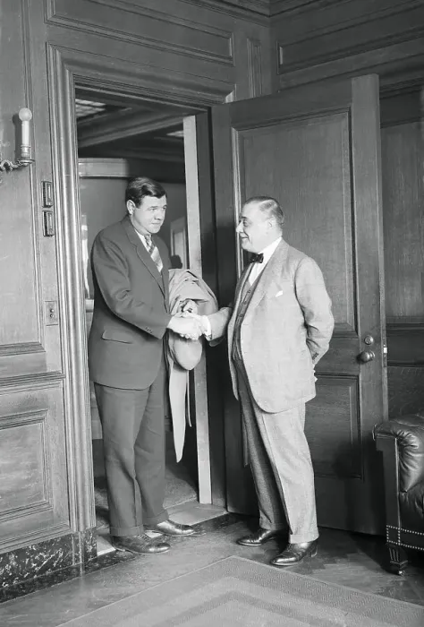 Framed Print : Babe Ruth and Jacob Ruppert Shaking Hands Framed Print : Babe Ruth and Jacob Ruppert Shaking Hands