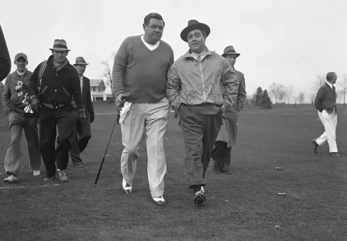 Framed Print : Babe Ruth and John Montague Preview Their Charity Golf Game
