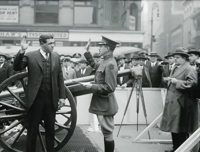 Framed Print : Babe Ruth Joining Army for Recruiting Drive Framed Print : Babe Ruth Joining Army for Recruiting Drive