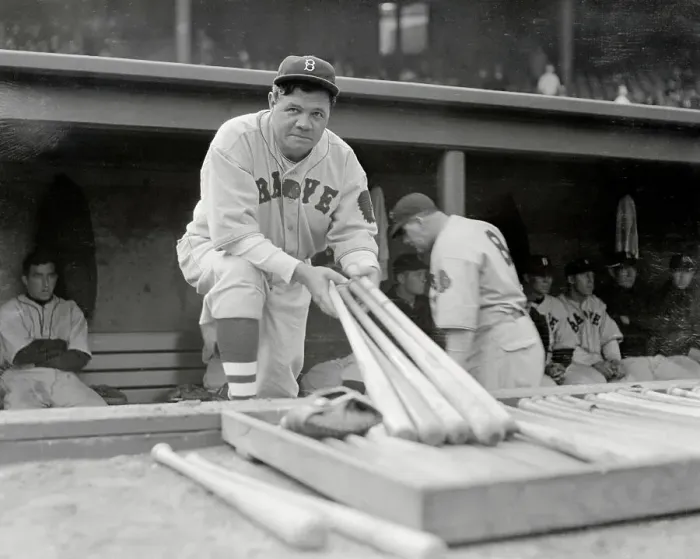 Framed Print : Babe Ruth Looking over Bats Framed Print : Babe Ruth Looking over Bats