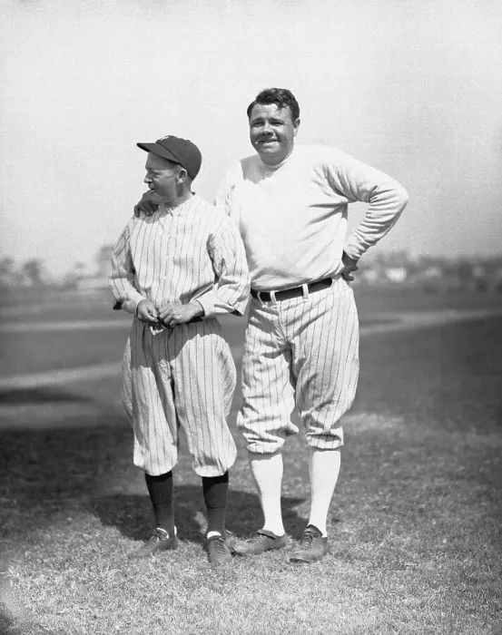 Framed Print : Babe Ruth and Miller Huggins Posing in Baseball Uniforms Framed Print : Babe Ruth and Miller Huggins Posing in Baseball Uniforms