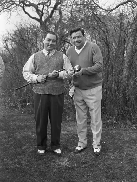 Framed Print : Babe Ruth and Montague Prepare for Their Golf Match