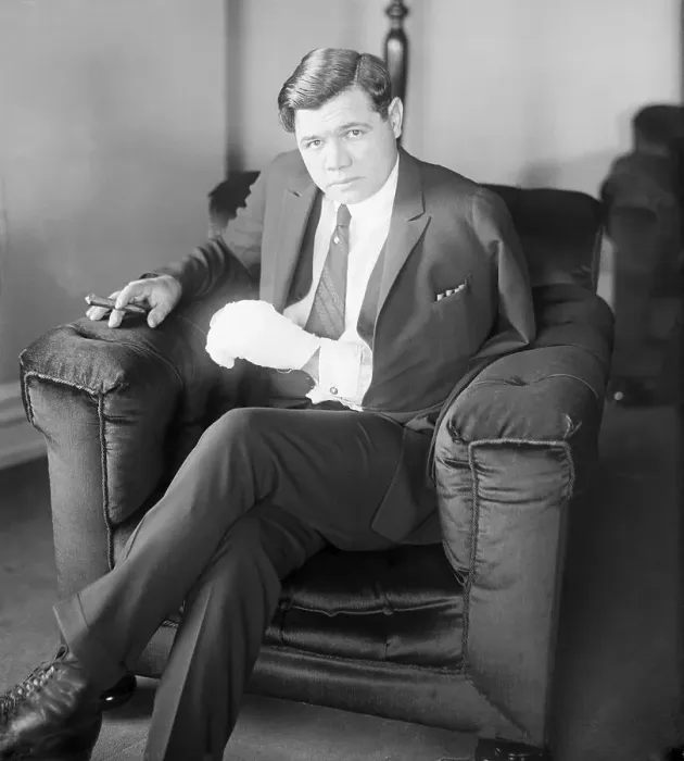 Framed Print : Babe Ruth Nursing Injured Hand