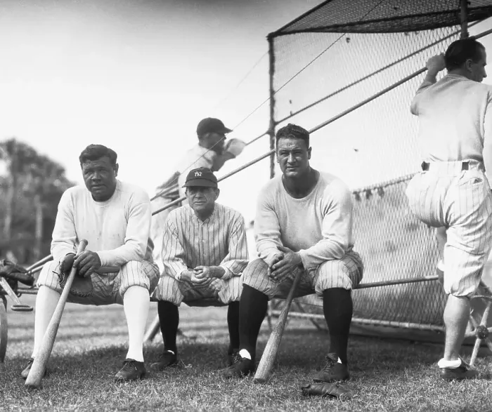 Framed Print : Babe Ruth and Peers Relaxing near Batting Cage Framed Print : Babe Ruth and Peers Relaxing near Batting Cage