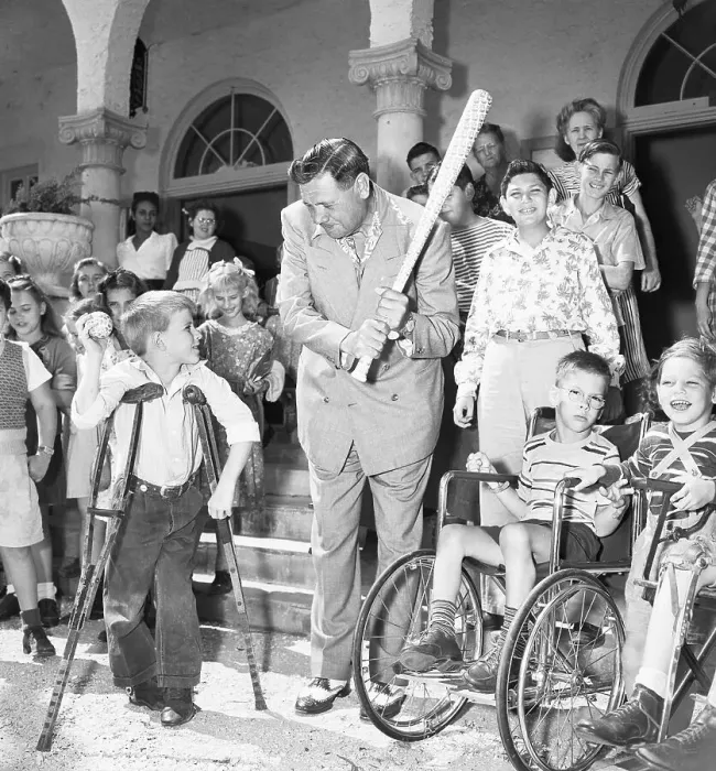 Framed Print : Babe Ruth Posing with Disabled Children Framed Print : Babe Ruth Posing with Disabled Children