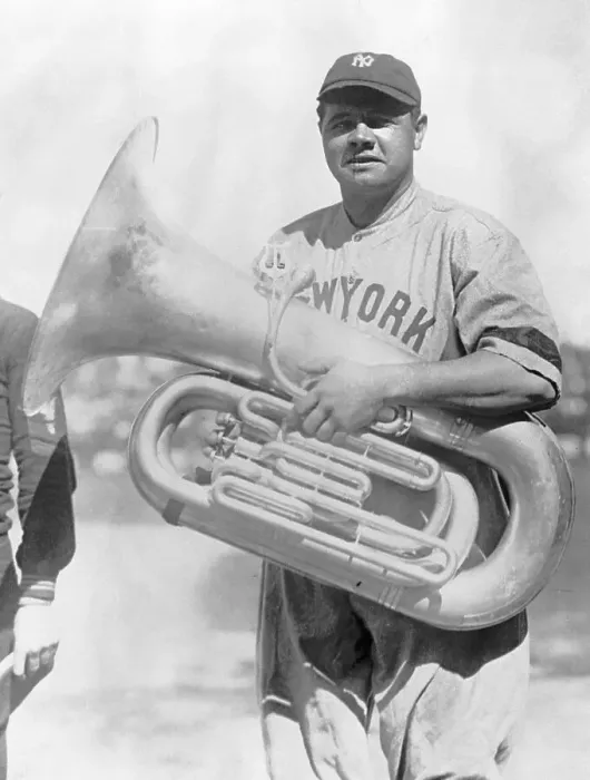 Framed Print : Babe Ruth Posing with Tuba Framed Print : Babe Ruth Posing with Tuba
