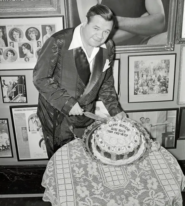 Framed Print : Babe Ruth Preparing to Cut His Birthday Cake Framed Print : Babe Ruth Preparing to Cut His Birthday Cake