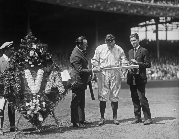 Framed Print : Babe Ruth Receiving Gifts Framed Print : Babe Ruth Receiving Gifts