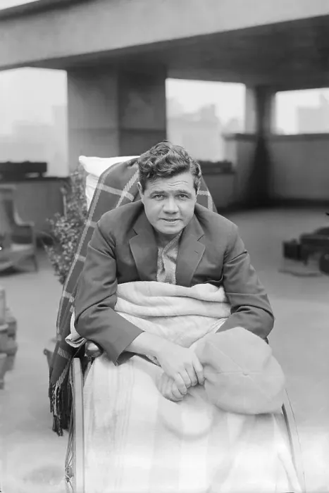Framed Print : Babe Ruth Recuperating on Hospital Roof Framed Print : Babe Ruth Recuperating on Hospital Roof
