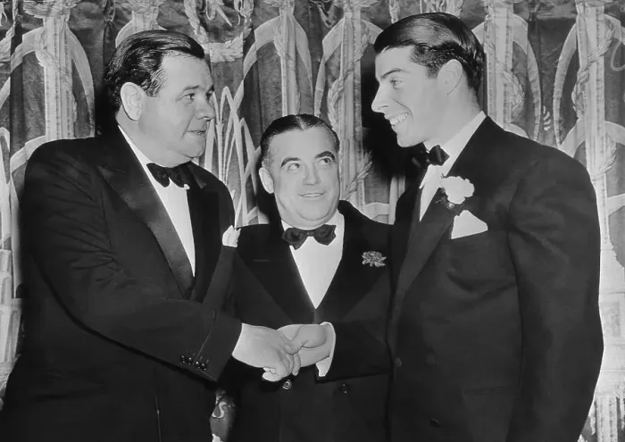 Framed Print : Babe Ruth Shaking Hands with Joe DiMaggio Framed Print : Babe Ruth Shaking Hands with Joe DiMaggio