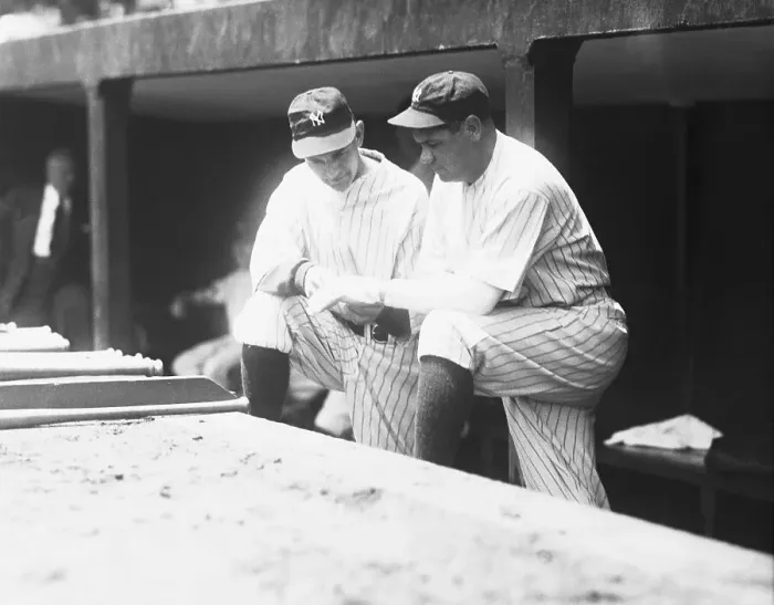 Framed Print : Babe Ruth Showing Sore Finger Framed Print : Babe Ruth Showing Sore Finger