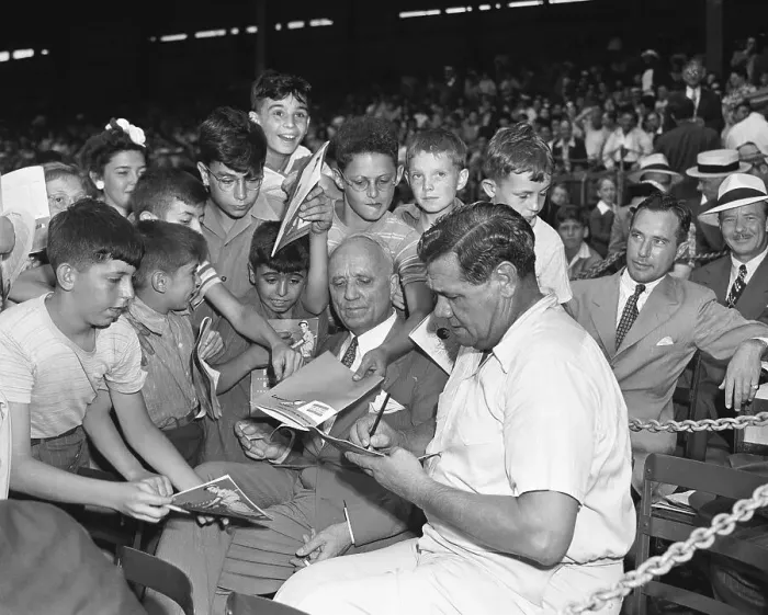 Framed Print : Babe Ruth Signing Autographs Framed Print : Babe Ruth Signing Autographs