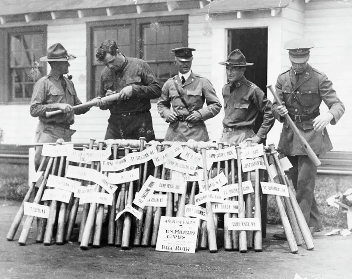 Framed Print : Babe Ruth Signing Baseball Bats For Military Framed Print : Babe Ruth Signing Baseball Bats For Military