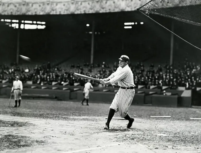 Framed Print : Babe Ruth Slugging Powerfully Framed Print : Babe Ruth Slugging Powerfully