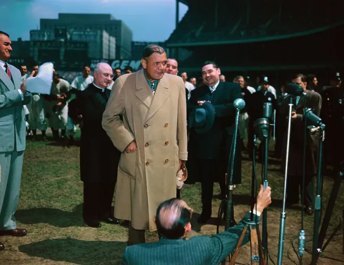 Framed Print : Babe Ruth Speaking to the Press Framed Print : Babe Ruth Speaking to the Press