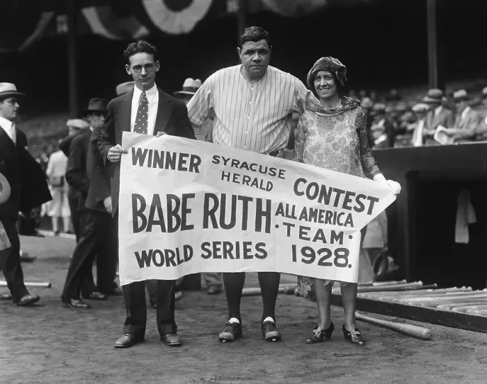 Framed Print : Babe Ruth Stands With Contest Winners Framed Print : Babe Ruth Stands With Contest Winners