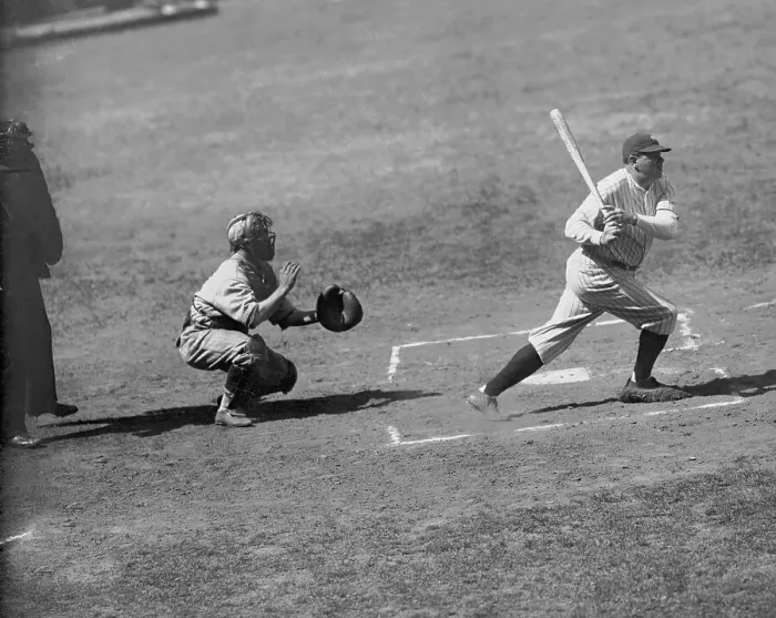 Framed Print : Babe Ruth Swinging Bat